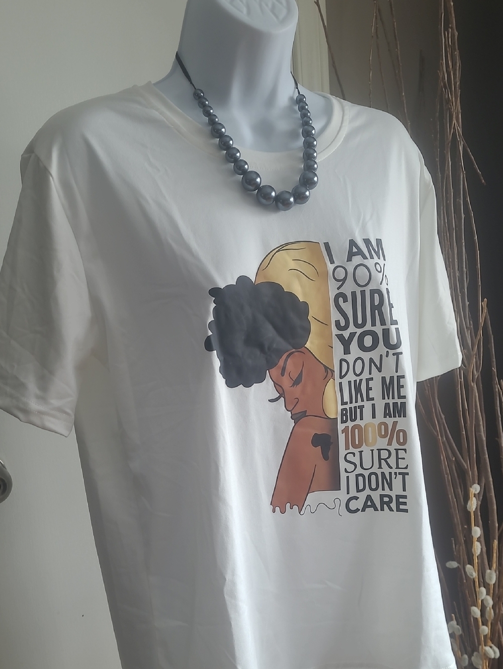 Graphic Tee with Empowered Illustration - Cream # 024701